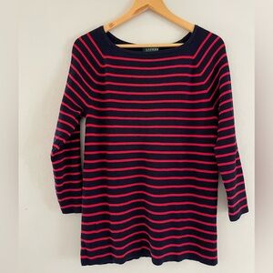 Lauren Ralph Lauren Blue & Red Striped Blouse